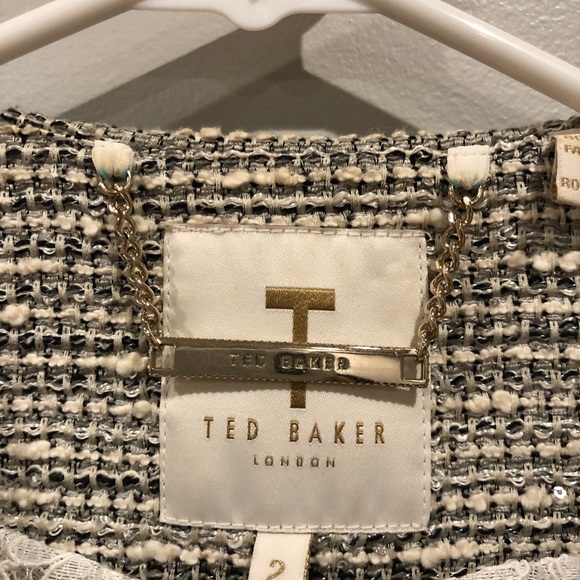 Ted baker silver and white blazer with lace detail - Picture 4 of 5